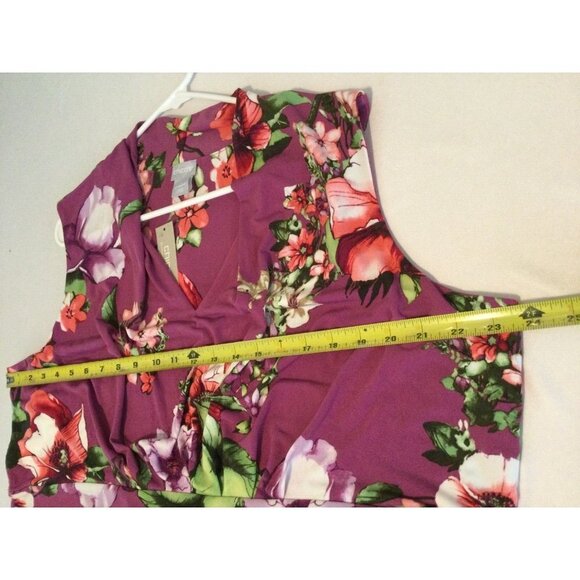 Chico’s Purple Floral Maxi Dress Summer Sleeveless Size 22 V-Neck Long Knit NEW - Picture 4 of 10